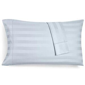 Charter Club Stripe 550TC King Flat Sheet Cotton Damask Vapor New $85